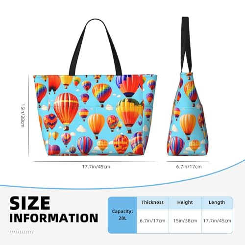 Sac fourre-tout imprimé montgolfières noir grand format