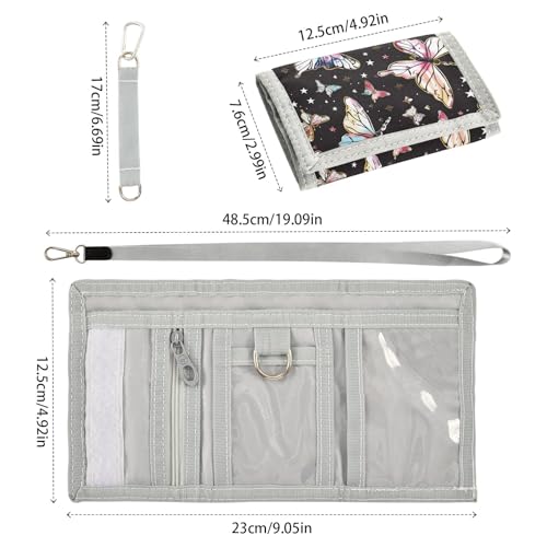 ALAZA Kids Wallets for Boys Girls Toddler Trifold Wallet Children Small Butterfly Dreamy with Zipper Coin Pocket3