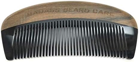 Badass Beard Care Black Series - Fine Tooth Ox Horn Comb For Men - 100% Ox Horn & Sandalwood, Hand Made, Sanded and Polished