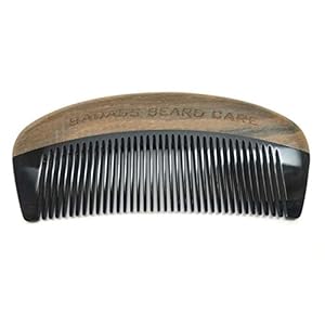Badass Beard Care Black Series – Fine Tooth Ox Horn Comb For Men – 100% Ox Horn & Sandalwood, Hand Made, Sanded and Polished