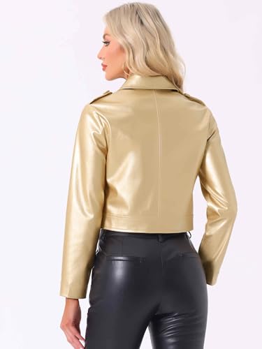 Allegra K Metallic Jacket for Women's Double Breasted Notch Lapel Disco Party Shiny Holographic Jackets3