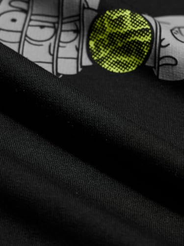 Image of The Souled Store Rick & Morty: Existential Crisis Men and Boys Short Sleeves Round Neck Black Graphic Printed Cotton Super Oversized T-Shirts