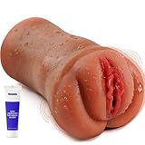 Texidiy Aufgerüstet Elektrischer Realistische Masturbator mit 10 Vibrations Dicke Hochelastische Flüssigsilikon Taschenmuschi Masturbieren für Männer 820G, Masturbatoren Sex Spielzeug für die Männer