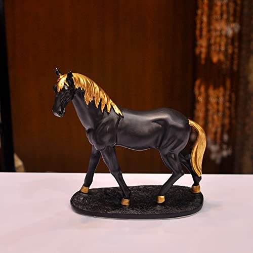 Image of AUGEN Polyresin Black Horse Idol Statue Showpiece for Home Decor Decoration and Gifting (1 Piece, 8105B)