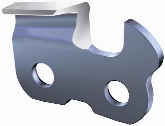 Close-up view of a single Stihl chainsaw chain link, showing the cutting tooth and drive link.