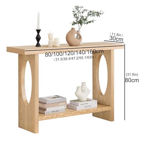 Mesa recibidor entrada madera natural consola pasillo 140cm 3