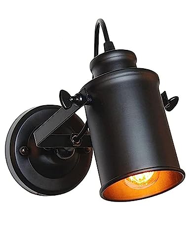 Image of Homesake Industrial Black Track Spotlight Wall /Ceiling Light, Adjustable Metal Spot Light Fixture for Kitchen, Dining Room, Bedroom & Living Room | Modern Flush Mount Directional Lamp (1-Light)