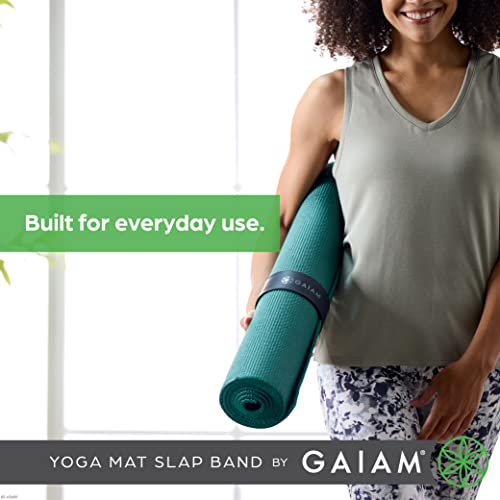Yoga Mat Strap Slap Band - Keeps Your Mat Tightly Rolled and Secure, Fits Most Size Mats (20" L x 1.5" W), Black