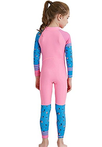 Image of Youth Girls Boys One Piece Water Sports Sun Protection Rash Guard UPF 50+ Long Sleeves Full Suit Swimsuit Wetsuit Swimwear