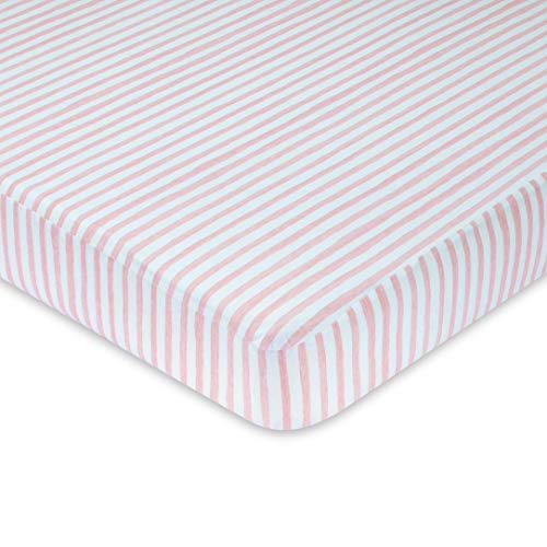 Ely's & Co. Patent Pending Waterproof Crib Sheet | Toddler Sheet No Need For Crib Mattress Pad Cover Or Protector I Mauve Pink Splash And Stripes #TOP4