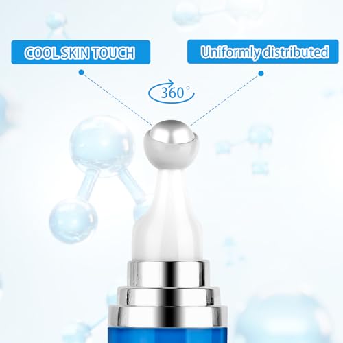 Soro para os olhos 5% de cafeína com cobertura rollerball de massagem de 360°, creme para olhos com