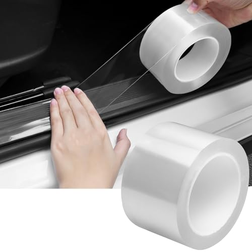DGSL Car Door Edge Guards Door Sill Protector, 2.7In x 33Ft 5D Carbon Fiber Car Wrap Film, Vinyl Automotive Wrap Film Anti-Collision Fits for Most Vehicles (Transparent)