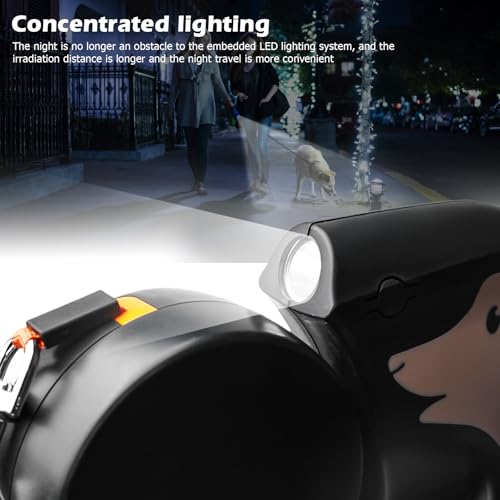 Doppelte Einziehbare Hundeleine, 3m Ausziehbare Doppel-Hundeleine mit LED Licht, Robuste Haustierleine, Double Dog Lead, 360-Grad-Drehgelenk, Rollleine für Hunde bis zu 30kg, Braun