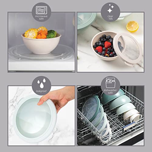 Cook With Color Mixing Bowls With Tpr Lids - 12 Piece Plastic Nesting Bowls Set Includes 6 Prep Bowls And 6 Lids, Microwave Safe Mixing Bowl Set (Green) #TOP4