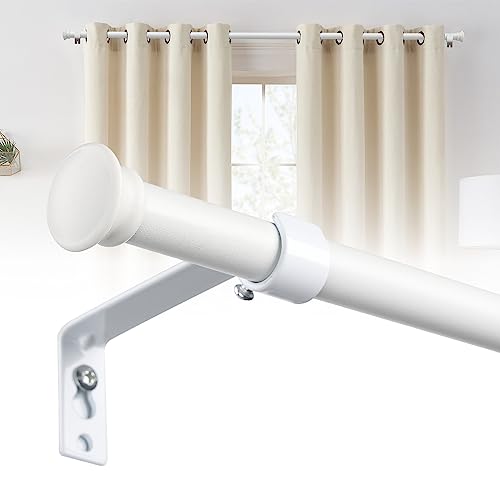 DAKEPOLE Tringle à Rideaux Blanc, 76-120 cm, Diamètre 16 mm, Extensible, Robuste, Acier allié, Montage mural, Blanc