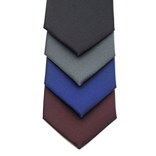 Image of Skinny Solid Ties for Men, 2.5 inch Slim Plain Neckties 4-Pack