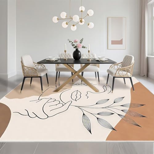 Paillasson extérieur feuilles modernes marron beige 80x120cm