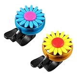 2 stücke Sonnenblumenförmige Fahrradklingel Kinder Kinder Fahrradklingel Radfahren Glocke Lenker Ring Glocke Ringer Horn (Golden + Blau)