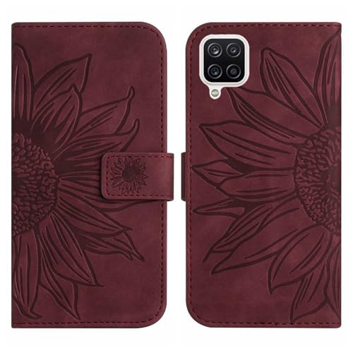 Rfvzubemok Compatible with Samsung Galaxy M33 5G Cover,Compatible with Samsung Galaxy M33 5G Flip Kickstand Card Slots Magnetic Closure Phone Case Brown