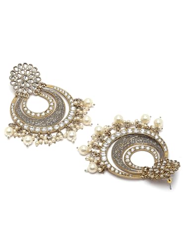 Image of Karatcart Gold Plated Yellow Meena Dangler Earrings for Women