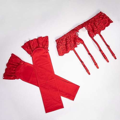 Image of Lidogirl Women's Lace Nights Garter Belt with Stockings Sheers