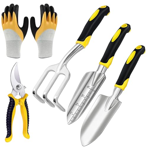 Garden Tool Set, 5 Pcs Cast Aluminum Garden Tools Garden Tool Set...