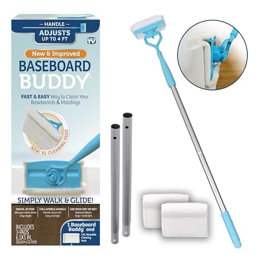 Baseboard Buddy – Baseboard & Molding Cleaning Tool! Includes 1 Baseboard Buddy and 3 Reusable Cleaning Pads, As Seen on TV