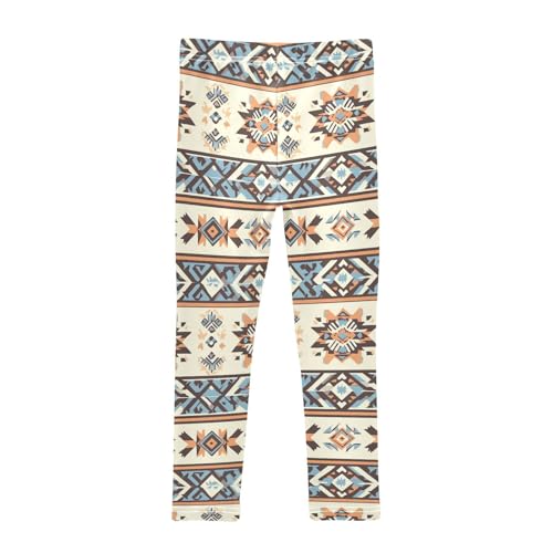 Wusikd Brown Blue Stripe Girls' Leggings Toddler Doodles Kids Yoga Pants Dance Active Tights 4T2