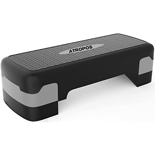 Image of Atropos Aerobic Stepper For Cardio Workout with 2 Height Adjustments-[10&15 cm],4 Anti-Skid Rubber's Pad on Legs in 2 Different Sizes (68CM & 75CM). (Fitness Stepper 68cm-(Grey Black))