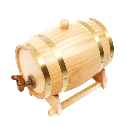 Estabeter Barril de vino de 3 l, barril de madera original para vino con caballete y grifo, barril de whisky de madera de roble, dispensador de cerveza para apartamentos, bares, hoteles