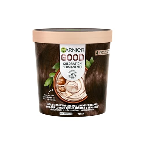 Coloration Permanente 4.0 Châtain Cacao Sans Ammoniaque 90% D'ingrédients D'origine Naturelle Good Garnier La Boite - vue 3