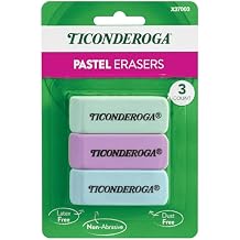 Ticonderoga Wedge Erasers, Pastel Colors, 3 Count