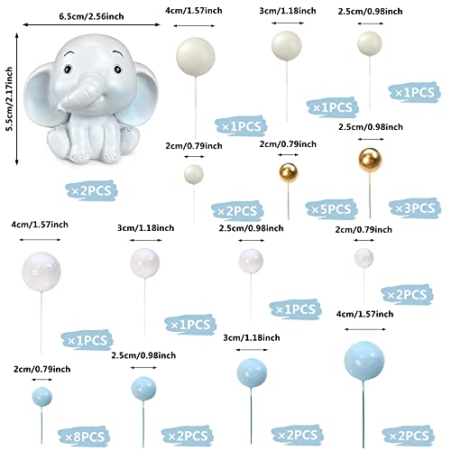 34 Pcs Elephant Cake Decoration Cute Baby Elephant Cake Decorations Jungle Animal Theme Pearl Balls Cake Picks Elephant Baby Shower Boys Birthday Party Cake Decoration #TOP1