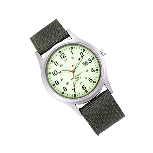 Lurrose シーシー軍用夜光グリーン腕時計 メンズ カレンダー表示 クォーツ式 帆ベルト耐久ファッションウォッチ 携帯便利 日付追跡可能