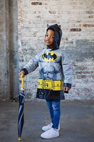 DC Comics Justice League Superman Batman Waterproof Rain Jacket Cape and Umbrella 3 Piece Set Toddler to Little Kid3