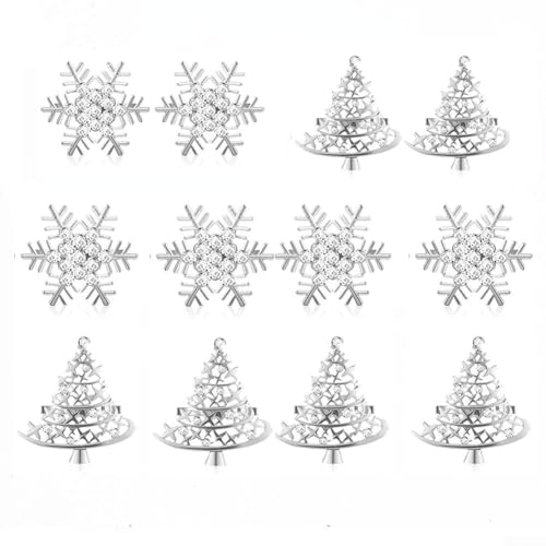 Set mit 12 Metall-Serviettenringen mit Weihnachts-Schneeflocke und...