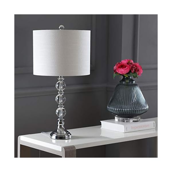 JONATHAN Y JYL5041A-SET2 Set of 2 Table Lamps Paul 26" Crystal/Metal LED Table Lamp Contemporary Bedside Desk Nightstand Lamp for Bedroom Living Room Office LED Bulbs Included, Clear/Chrome - Image 4