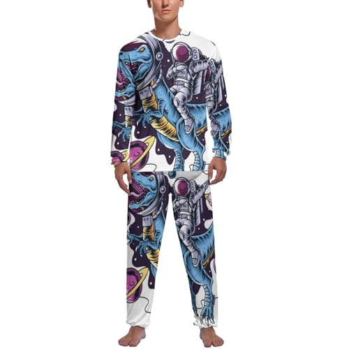 Pyjama homme pantalon et manches longues pour stopper le froid nocturne imprimé dinosaure