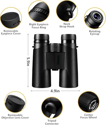Image of Telescope HD Vision Binoculars 10000M High Power for Outdoor Travel Stargazing Concerts Sports Optical Vision Binocular Fixed Zoom (10 X 42)