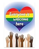 ZOCO – Everyone is Welcome Here Poster – 12 x 18 Laminated – Inspirational Wall Decor for Office & Classroom – Kindness Decor for Middle & High School – USA Made