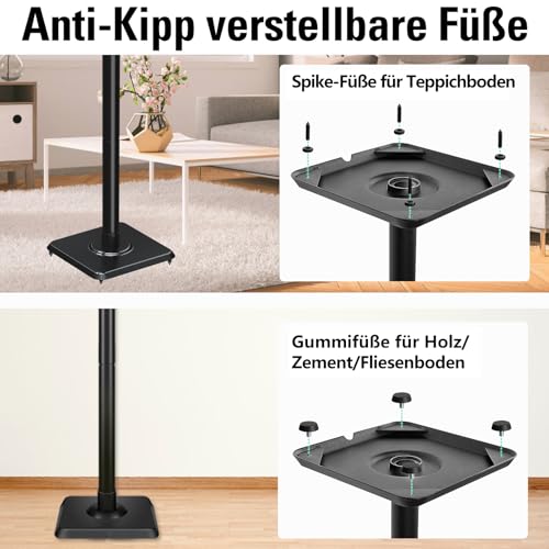Mounting Dream Lautsprecherständer höhenverstellbar für Satelliten bis zu 5KG, 2er-Set Bodenständer