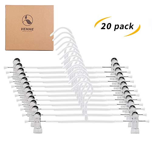 VEHHE Pants Hangers Skirt Hangers with Adjustable Clips Space Saving Closet Organizing Trouser