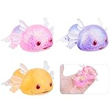 Squishy Stress Glitter Axolotl Toy for Kids Adult, Sugar Balls - Syrup Molasses Thick Glue/Gel Stretch Ball - Ultra Squishy and Moldable Slow Rise Relaxing Sensory Fidget Toy（Set of 3