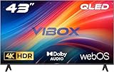 Vibox 43-Zoll 4K QLED Smart TV | WebOS | 3X HDMI, 2X USB | Wandmontage kompatibel | Gestenfernbedienung mit Streaming-Steuerung