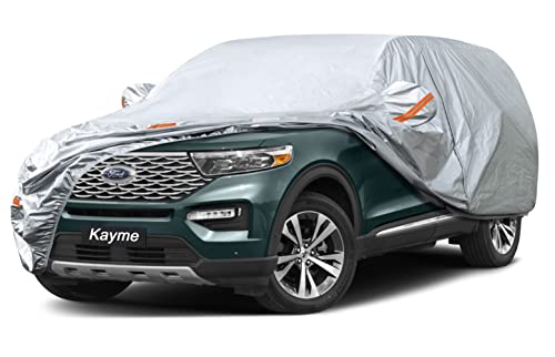 Image of Kayme SUV Car Cover Waterproof All Weather (191 to 200 Inch) | Protects cars from outdoor UV exposure, blocks blowing dust and wind, breathable lightweight material, easy storage