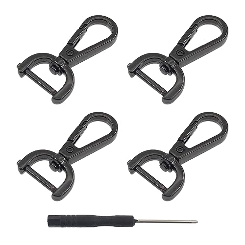 4 PCS Swivel Clasp Hooks,SAFYY Detachable Snap Hook W/Screw Bar Heavy Duty,1 Inches D Ring Swivel Lobster Claw Clasp with Screwdriver for Lanyard Bag Leather Craft Purse Hardware DIY Bag-Gunmetal