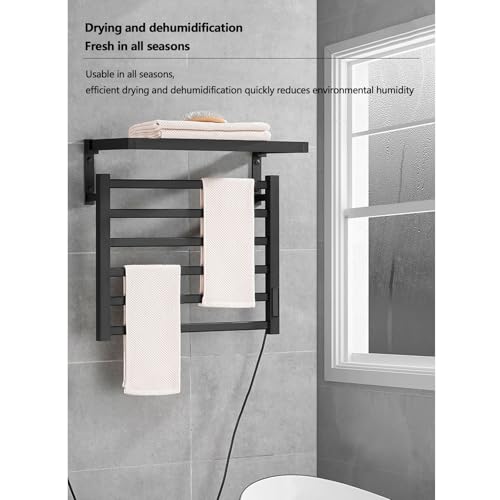 Scaldasalviette Elettrico con Asciugatura Rapida costante, portasciugamani in Fibra di Carbonio per Uso Domestico, per Bagno, Spa, Accappatoio, Coperta e Pigiama, Nero