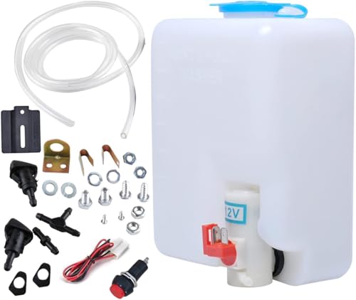 12V Universal Car Windshield Washer Pump System with Jet Button Switch 160186 Reservoir Tank Bottle Kit Universal Windshield Washer Kit