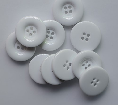 Lyracces Resin Coat Suit Dyed Large Big Edge Flatback Sewing Fasteners Buttons 30Mm 1.18In 10Pcs (White) #TOP2