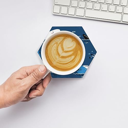 Dessous de verre avec support imprimé requin céramique liège idée cadeau